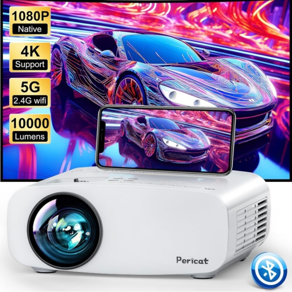 Pericat 5G WiFi Projector Bluetooth,Outdoor Portable Video Projector